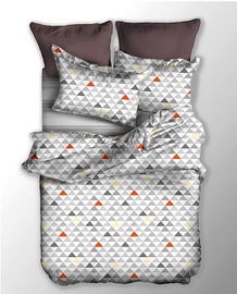 Gultas veļas komplekts DecoKing Basic, balta/oranža/pelēka, 155x220/80x80 cm