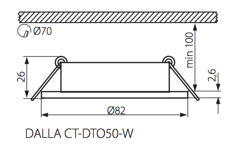 Süvistatav lamp süvistatav Kanlux Dalla CT-DTO50-W, 50W, G5.3, valge