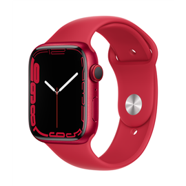 Viedais pulkstenis Apple Watch Series 7 GPS + Cellular, 45mm RED Aluminium Case with RED Sport Band - Regular, sarkana