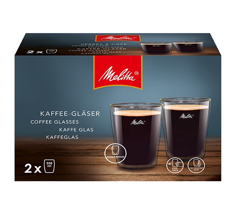 Dubultā stikla glāze Melitta, 2 gab., caurspīdīga, 0.2 l