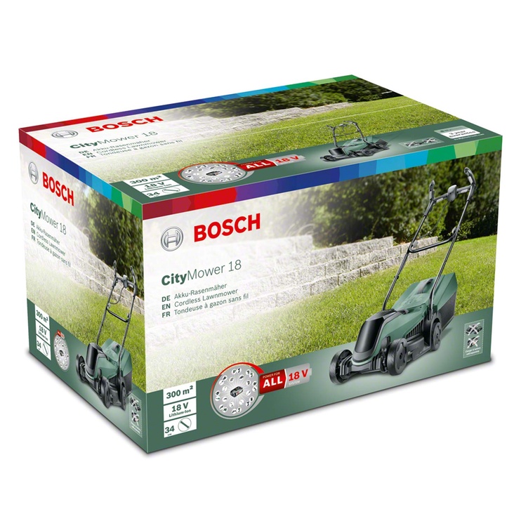 Akumuliatorinė vejapjovė Bosch CityMower 18, 34 cm