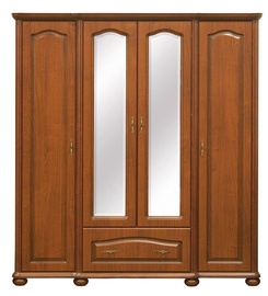 Spinta Black Red White Natalia Cherry Wood, 185.5x63x197 cm, su veidrodžiu