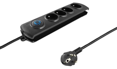 Qoltec Surge Protector 4 Outlet Black 1.5m