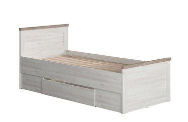 Кровать одноместная Luca Juzi 90, белый/дубовый, 205 x 90 см, c ящиком для постельного белья
