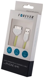 Forever Flat Silicone Charging Cable For iPhone 4/4S Green