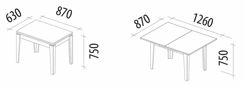 Pusdienu galds izvelkams DaVita 26.10, brūna, 87 cm x 63 cm x 75 cm