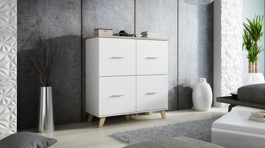 Cama Meble Lotta 110 4D Chest Of Drawers White/Sonoma Oak