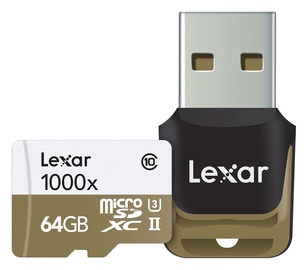 Lexar 64GB Micro SDXC UHS-II 1000x U3 Class 10 + USB Reader