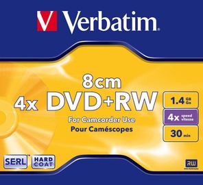 Verbatim DVD+RW 8cm Camcorder 4X 1.4GB Matte Silver Jewel Box
