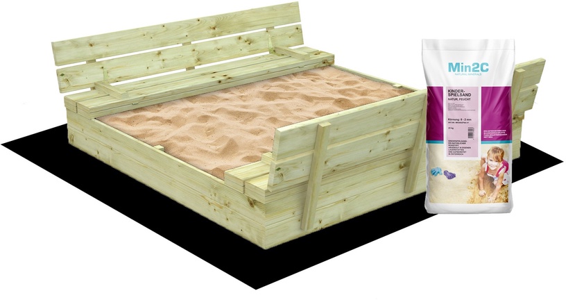 Rotaļu laukums 4IQ Wooden Sandbox Set Ryte, 127 cm x 127 cm x 21 cm