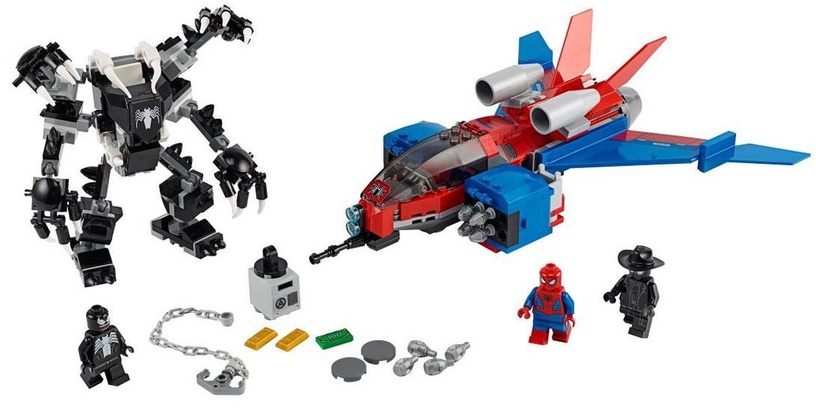 Конструктор LEGO Super Heroes Marvel Spider-Man Реактивный самолёт Человека-Паука против Робота Венома 76150, 371 шт.