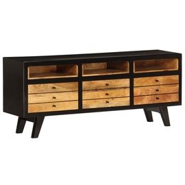 TV galds VLX Solid Mango Wood, brūna/melna, 1200 mm x 300 mm x 500 mm