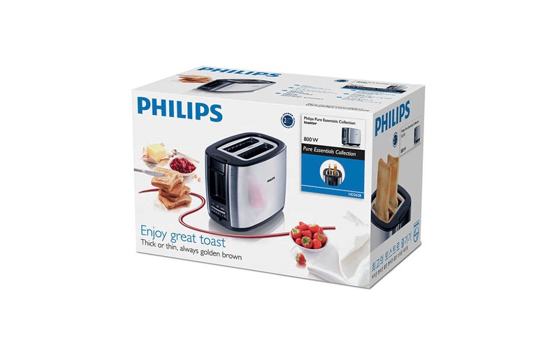 Тостер Philips HD2628/20, серебристый/серый/нержавеющей стали