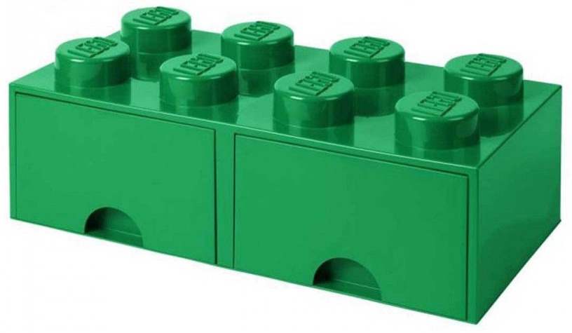 Daiktadėžė LEGO® Storage Brick Drawer 8, 12 l, žalia, 25 x 50 x 18 cm