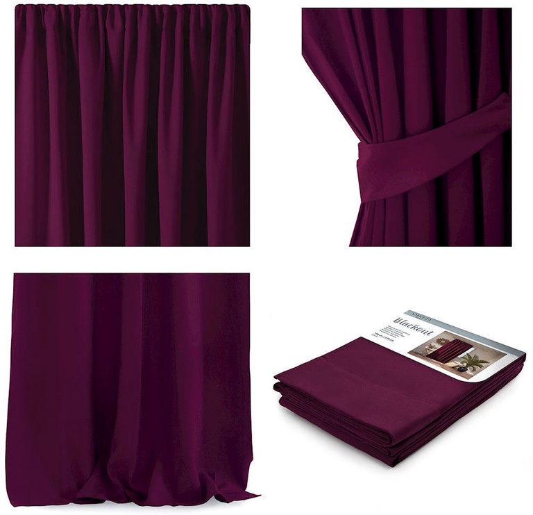 Шторы блэкаут AmeliaHome Pleat Blackout, фиолетовый, 140 см x 270 см