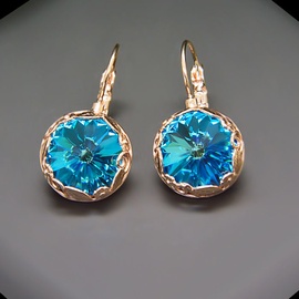 Diamond Sky Earrings With Crystals From Swarowski Sunny Garden Aquamarine Blue