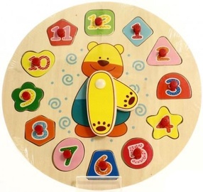 Brimarex Wooden Clock Puzzle With Teddy Bear 9945