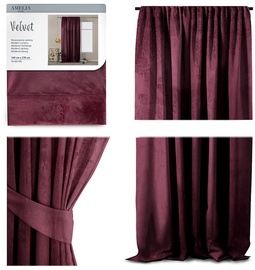 Ночные шторы AmeliaHome Velvet Pleat, темно-розовый, 140 см x 270 см