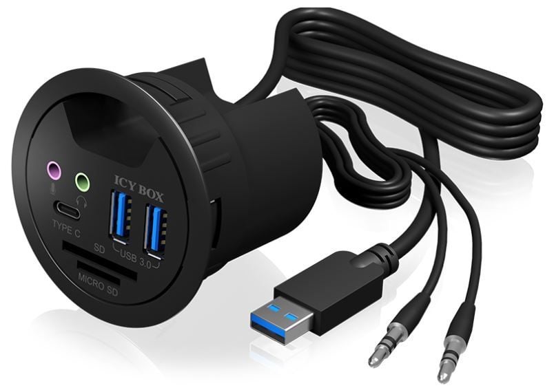 USB jaotur (USB hub) Raidsonic 3 Port USB 3.0 In-Desk Hub Black