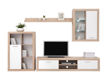 Black Red White Shark Wall Unit Sonoma Oak/White