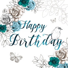 Clear Creations Blue Roses Birthday Card CL1402