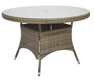 Dārza galds Home4you Wicker Cappuccino, 120 x 120 x 76 cm