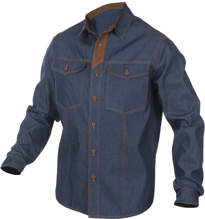 Рубашка мужские Sara Workwear 10441, синий/коричневый, хлопок, LS размер