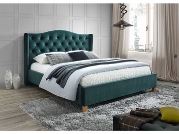 Кровать Aspen Velvet, 160 x 200 cm, зеленый, с решеткой