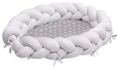 Lulando Multifunctional Braid Welur Baby Nest White/Grey With Stars