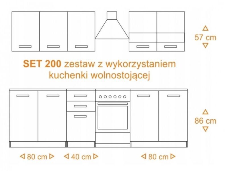 Кухонный гарнитур Top E Shop, белый/дубовый, 2 м