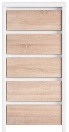 Kumode Black Red White Kaspian KOM5S White/Sonoma Oak, 56x40.5x112.5 cm