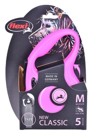 Автоматический поводок Flexi New Classic, розовый, 5 м