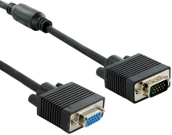 4World VGA Extension Cable Ferrite 10m Black