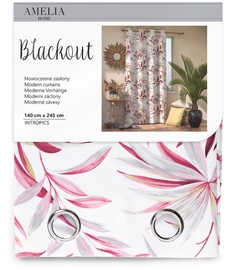 AmeliaHome Blackout Intropics Curtains Red 140x245