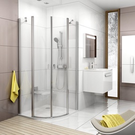 Dušo kabina Ravak Chrome CSKK4-90 satinas+stiklas Transparent