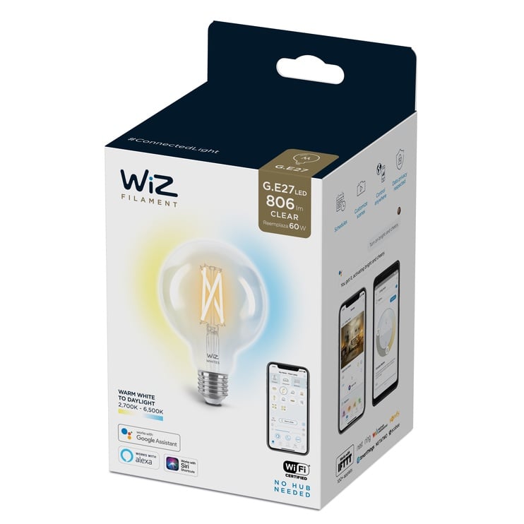 Лампочка WiZ LED, многоцветный, E27, 6.7 Вт, 806 лм