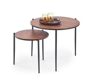 Halmar Guardia Round Coffee Tables Walnut/Black