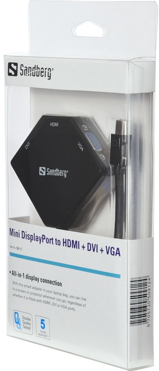 Адаптер Sandberg Mini DisplayPort to HDMI/DVI/VGA Adapter 509-12 Displayport, 0.19 м