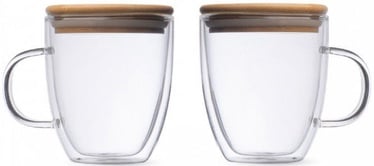 Комплект стеклянных двустенных чашек с ручкой (2 шт.) 350 мл.