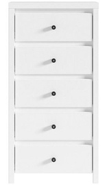 Black Red White Chest of 5 Drawers Karet White