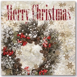 Paw Decor Collection Snowy Wreath Napkins 33x33cm