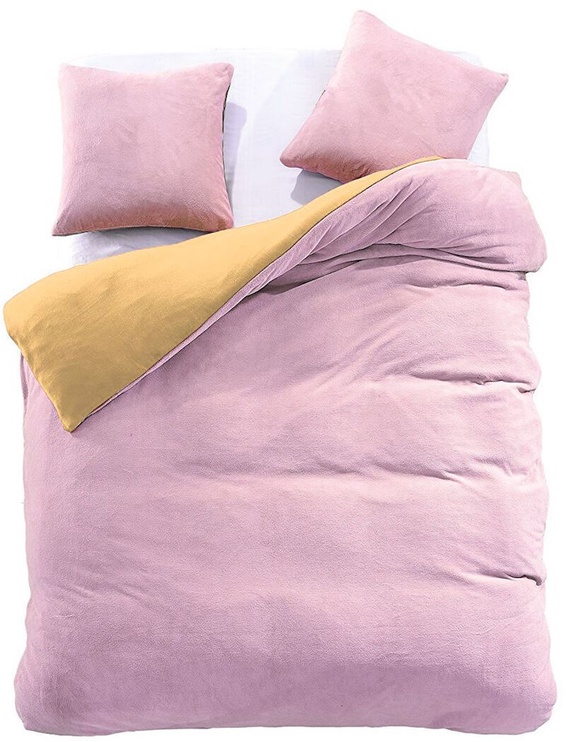 Комплект постельного белья DecoKing Furry, желтый/розовый, 155x220 cm