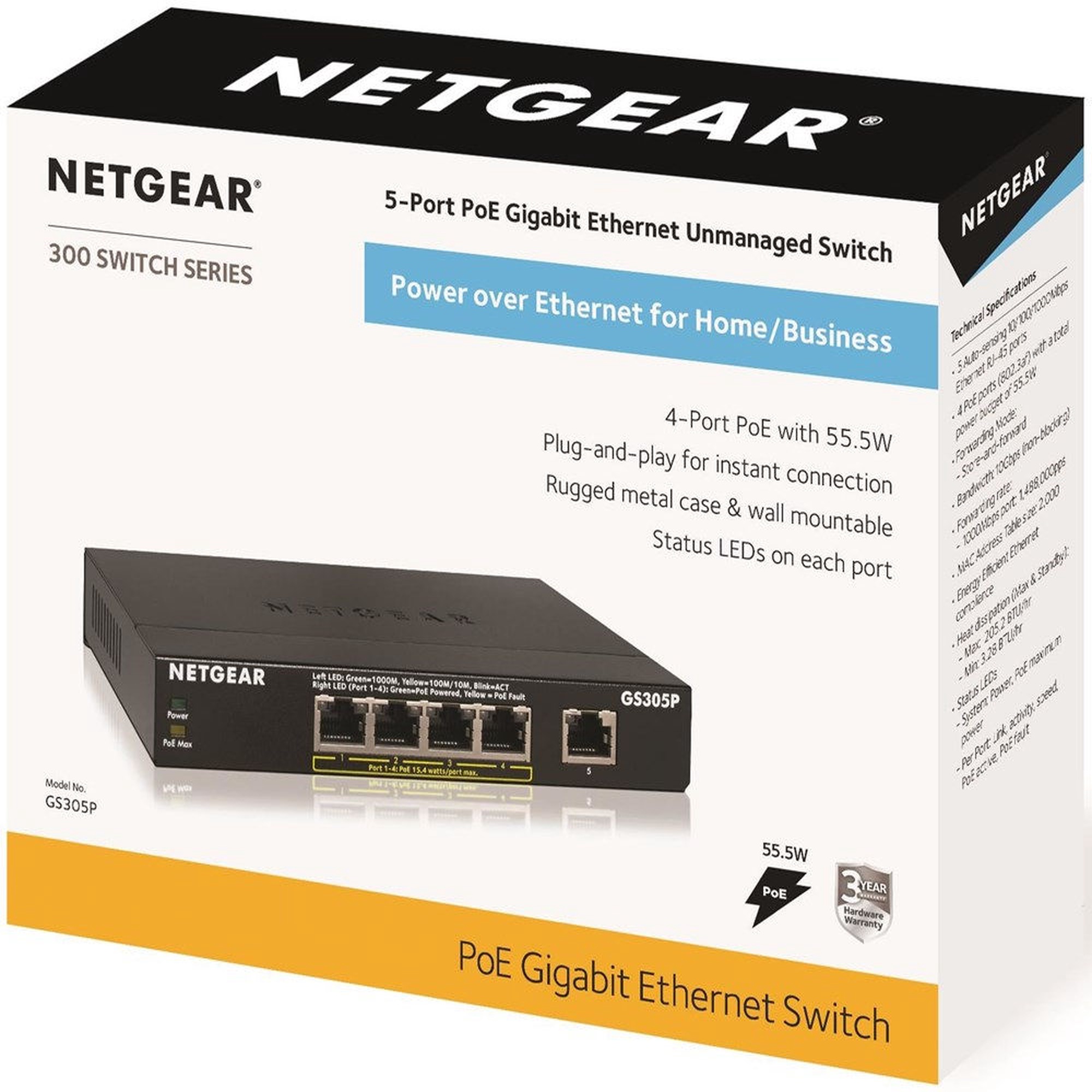 Komutators (Switch) Netgear GS305P Ksenukai.lv