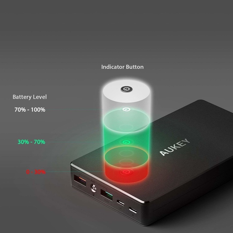 Зарядное устройство - аккумулятор Aukey, 20000 мАч, черный