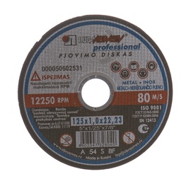 DISKS GRIEŠANAI NER, TĒR 125X1,0X22 14A (LUGA ABRAZIV)