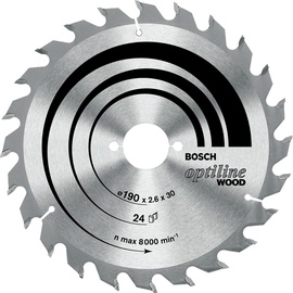 Griešanas disks Bosch Optiline wood, 190 mm x 30 mm