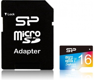 Silicon Power Superior Pro Colorful 16GB microSDHC UHS-I Class 10 + SD Adapter