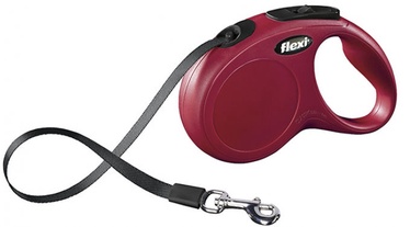 Automātiskā pavada Flexi New Classic Tape S, sarkana, 5 m