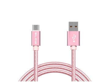 Laidas USB A - Micro B 1m rožinė 66-092