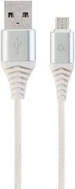 Gembird USB To Micro USB Premium Cotton Braided Cable Silver / White 1m
